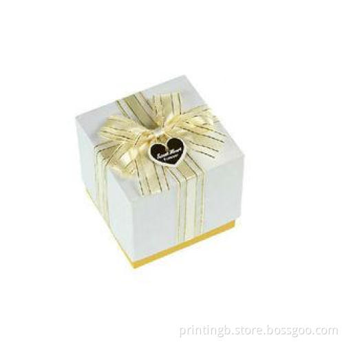 Jewelry Gift Box Two Pieces Cardboard White & Yellow Gift B